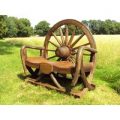 Reclaimed Teak Wagon Wheel Bench